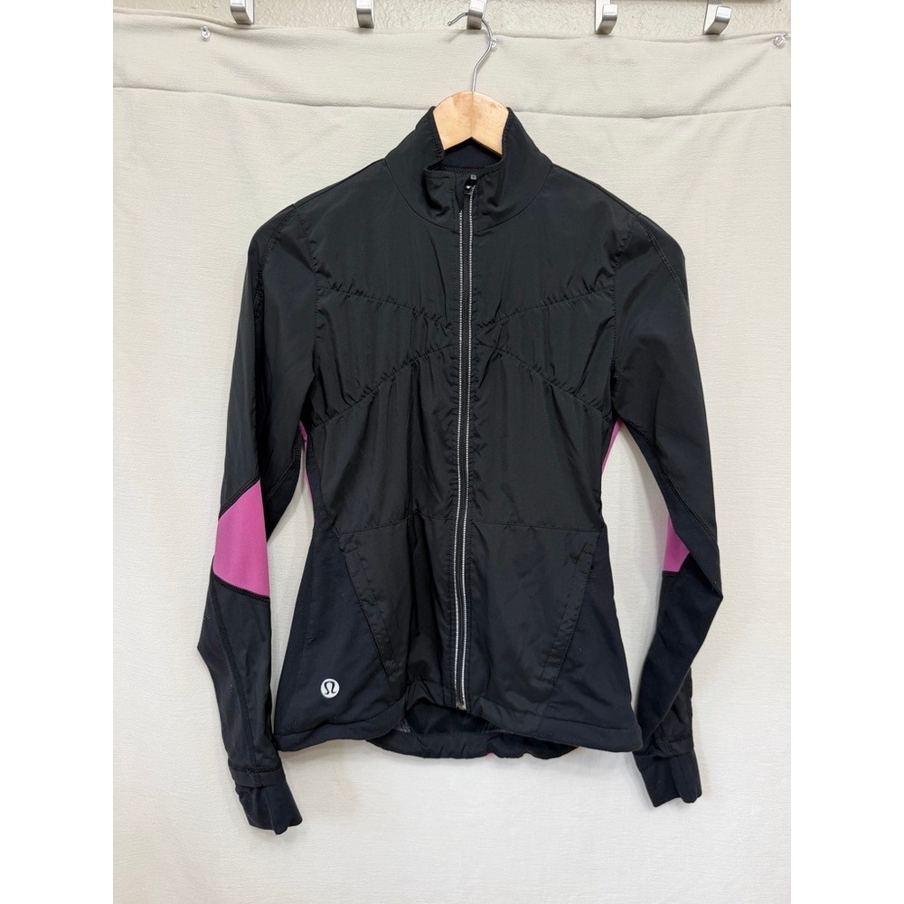 Lululemon Windbreaker Vented Running Jacket Womens Black Pink | Gorpcore